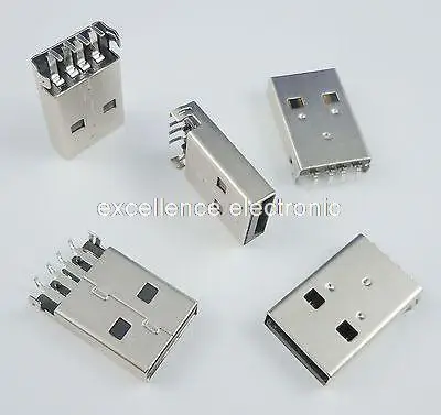 

100Pcs USB Type-A 4Pin Male Panel Mount DIP Connector DIY