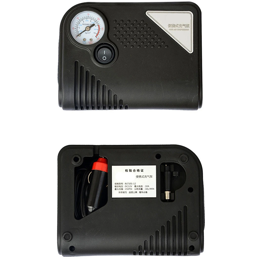 Portable 12V DC Car Tire Inflator Mini Electric Air Compressor Pump Black ABS for Car Motorbike RV SUV ATV