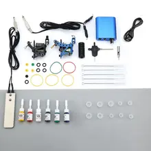 Татуировки наборы для тату 2 Machine Gun начинающих Набор татуировок 6 красок иглы Захваты подследники Питание