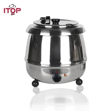 ITOP Electric 5.7L 10L Soup Kettle Stainless Steel Soup Warmer Water-bath Cooking Mode Commercial Buffet Restaurant Use ITOP Electric 5.7L 10L Soup Kettle Stainless Steel Soup Warmer Water-bath Cooking Mode Commercial Buffet Restaurant Use