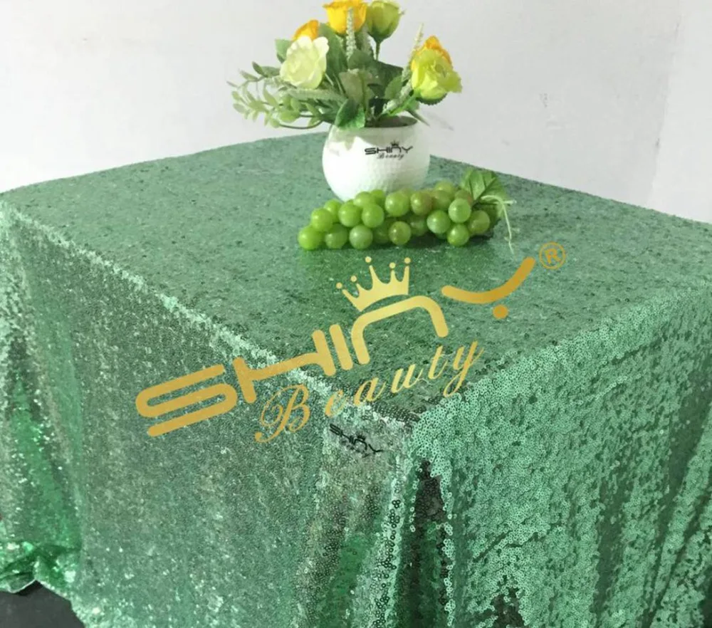 60"x102" Light green Sequin Tablecloth, Wedding Table Cloth, Sparkle