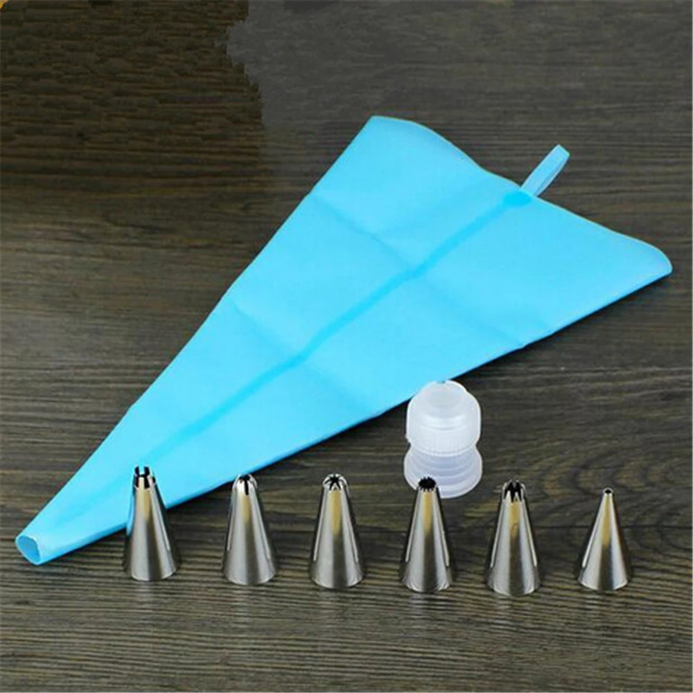 Of anders Vergelding gebouw Silicone Nozzles Icing Piping Cream Spuitzak Pastry Bag Cake Decorating  Tool Bag Decor + 6 Stainless Steel Nozzle Set Diy Ct1036 - Cake Tools -  AliExpress