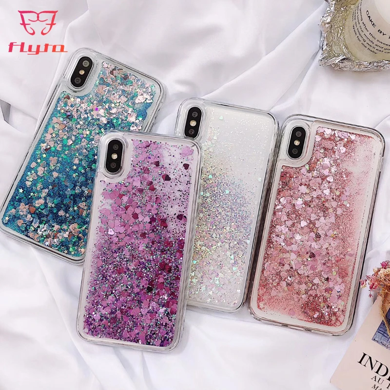 Чехол FlyTo iPhone 7 Fresh love star с блестками белый блестящий песочный для мобильного