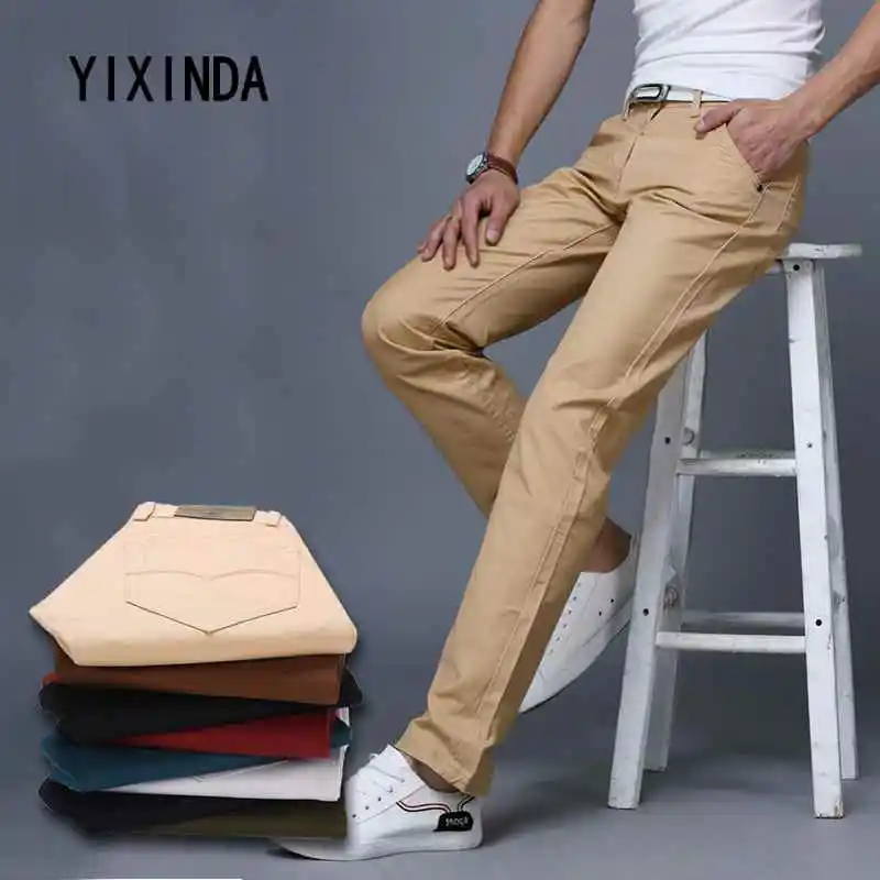 Yixinda брендовые Весенние новые мужские деловые повседневные западные брюки хан версия прямой трубкой из хлопковые брюки