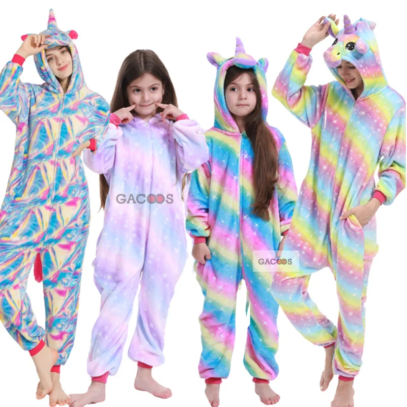 

Winter Kids Unicorn Sleepwear Animais Pajamas For Boys Girls Onesies Pyjamas Kids Long Sleeve Pijamas Unicornio Flannel Sleepers