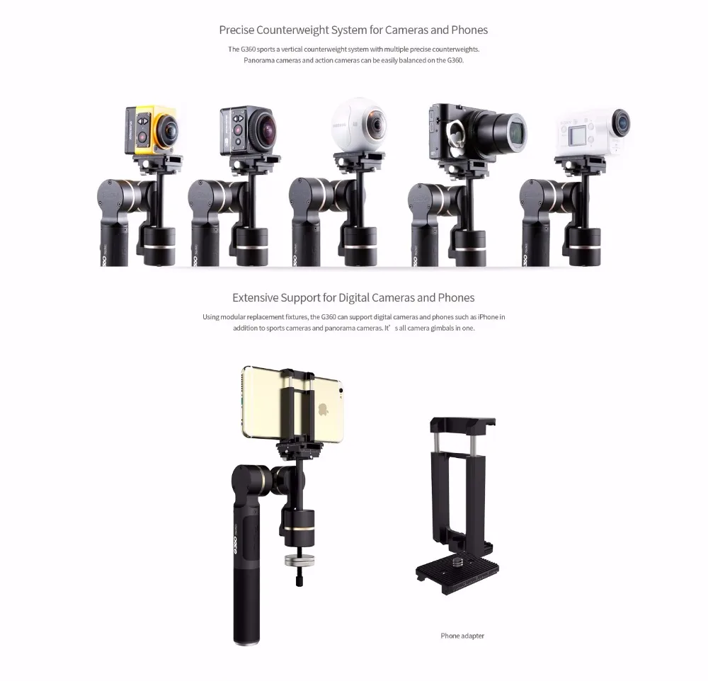 Горячая новинка Feiyu Tech G360 ручная камера Gimbal 360 для смартфона и камеры Gorpo легко