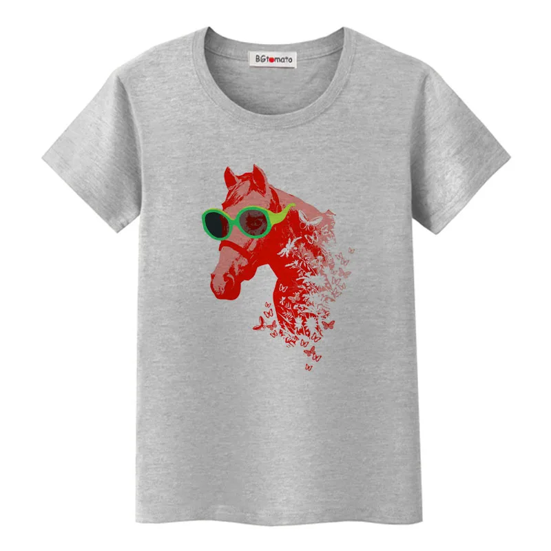 Супер модная футболка BGtomato с изображением Красной лошади креативный дизайн