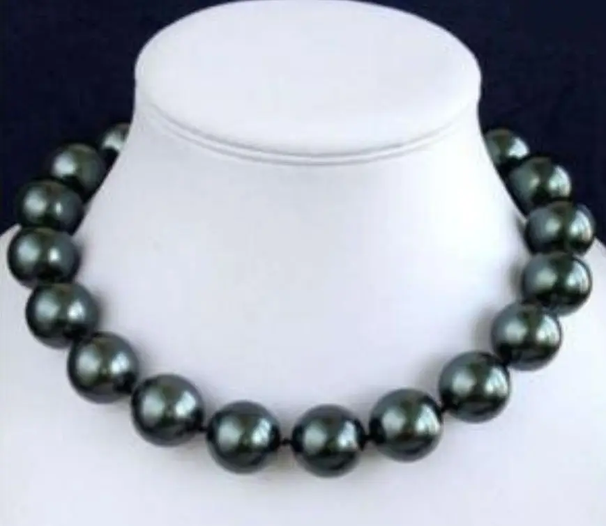 

16mm South Black Sea Shell Pearl Necklace 18"AAA <@^18K GP style Fine jewe Noble Natural jade FREE SHIPPING
