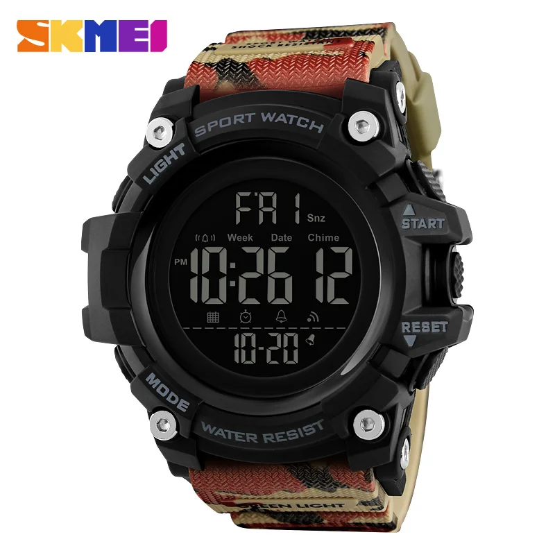 SKMEI мужские спортивные часы хронограф модные часы для мужчин Топ водонепроницаемые часы для обратного отсчета времени цифровые наручные часы Relogio Masculino1384 - Цвет: Camouflage