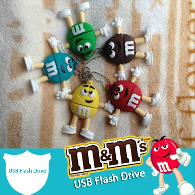 Crazy Hot Pen Drive Chocolate M & M Usb Flash Drive 4G 8G 16Gb 32Gb 64G Usb Stick Memory Pendrive U Disk Creativo Divertimento Regalo Usb 2.0