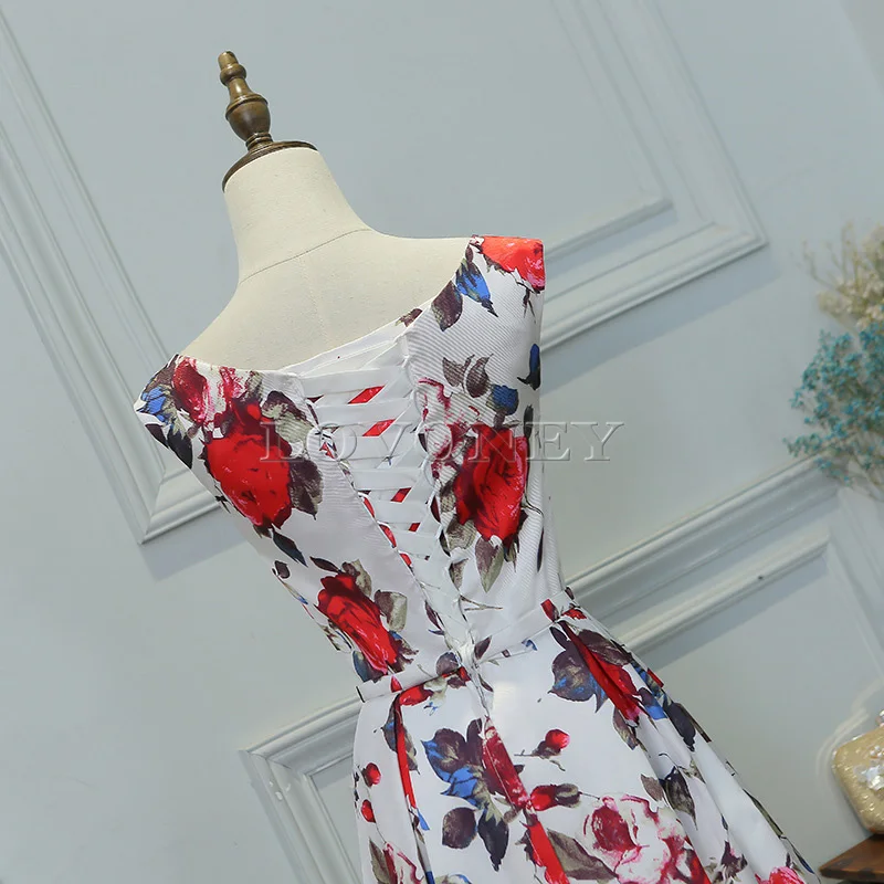 DEERVEADO M219 Floor-Length Long Prom Dress A-Line Flower Pattern Satin Formal Party Dresses Prom Gown Vestido De Festa black prom dress