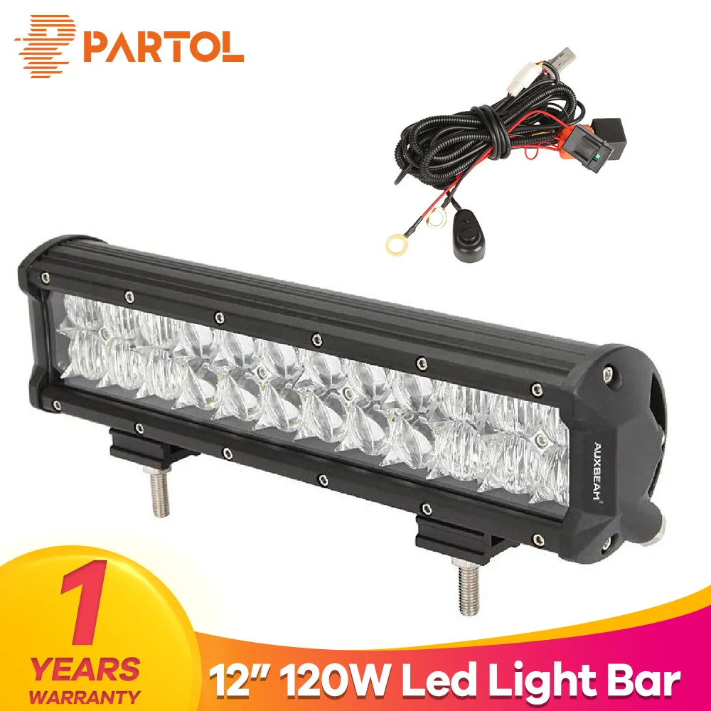 

Partol 12" 120W 5D LED Light Bar Offroad Straight Spot Flood Combo Beam Car Work Light Driving Lamp For 4x4 Vehicles 4WD ATV SUV