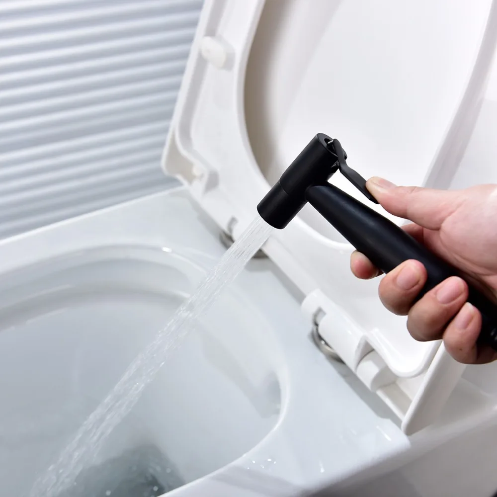 Латунный набор для биде ручной душ для биде матовый черный горячий и холодный смеситель для ванной комнаты с грубой коробкой