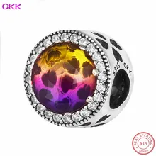 CKK сияющее сердце бусины с радужные кристаллы и прозрачный CZ DIY Fit PANDORA Подвески Серебро 925 для женщин ювелирных изделий CK021
