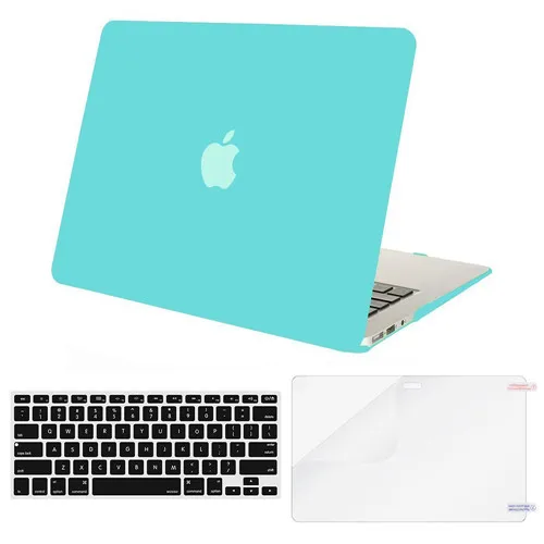 MOSISO Жесткий Чехол для ноутбука Macbook Air 13 A1466/A1369, чехол для ноутбука 2012-+ чехол для клавиатуры+ Защитная пленка для экрана - Цвет: Turquoise