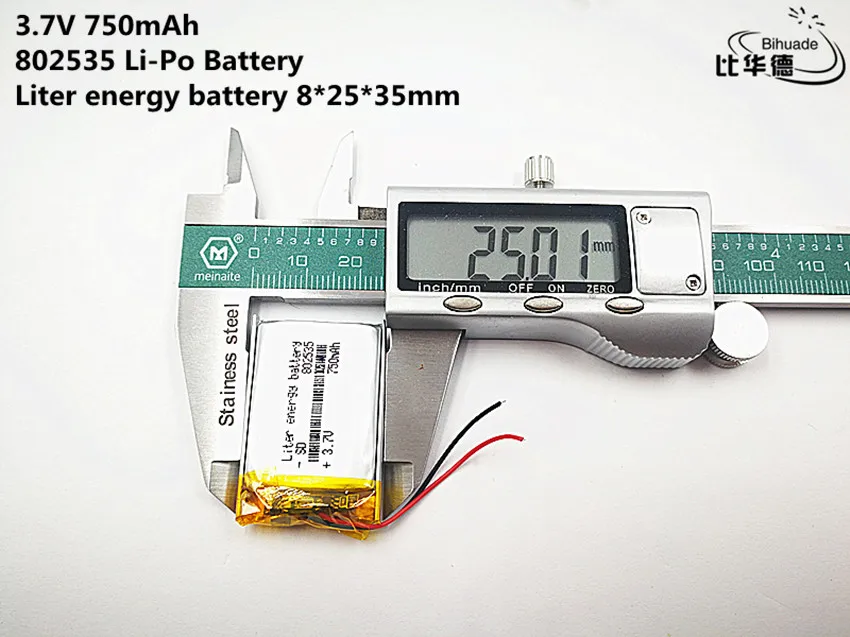 10 шт литиевая батарея хорошего качества 3,7 V, 750 mAH, 802535 полимерный литий-ионный/литий-ионный аккумулятор для игрушки, POWER BANK, gps, mp3, mp4