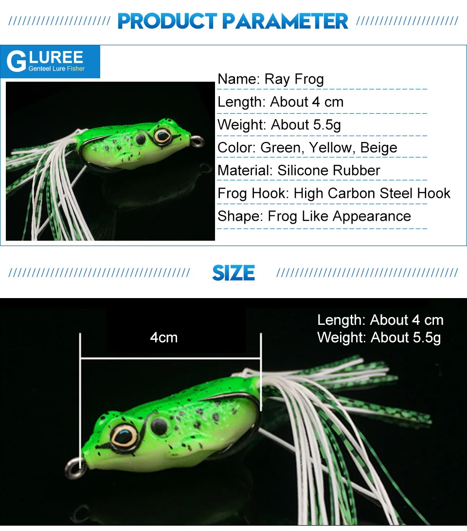 GLUREE-1Pcs-5.5g-4cm-Frog-Fishing-Lures-Topwater-Ray-Frog-Artificial-Bait-Crank-Soft-Bait-Fishing-Tackle-Two-Hooks-3-Color_03
