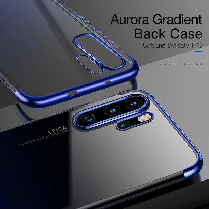 

CAFELE New Luxury Case for huawei p30 pro Cover Gradient Plating Silicone Transparent Cover Aurora Soft TPU Phone Case
