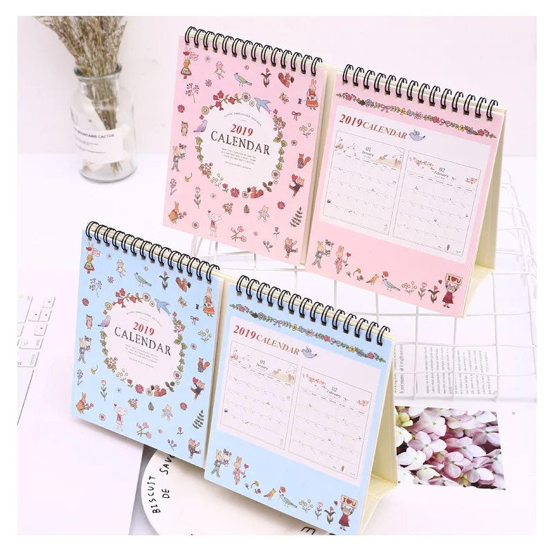 

2019 Creative Animal Party Double Desk Calendar DIY Table Calendars Daily Schedule Planner 2018.09~2019.12