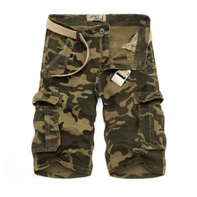 Мужские шорты до колена, камуфляжные шорты, хлопок размера плюс, Капри с несколькими карманами