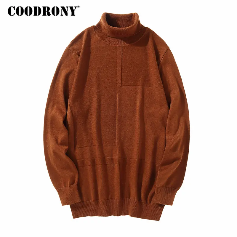 COODRONY Turtleneck Men Sweater Cashmere Pullover Men