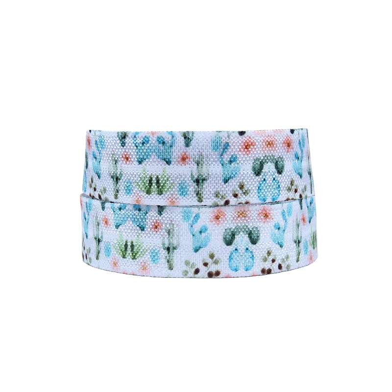 

Flora Ribbons flower printed fold over elastic, 5/8" soft foe webbing in cactus patterns