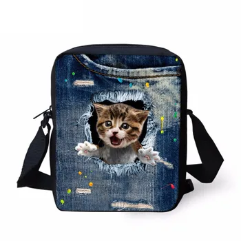 

Kawaii 3D Denim Cat Print Women Mini Messenger Bag Fashion Ladies Travel Shoulder Bag Brand Designer Cross Body Bags Sumka