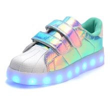 Classique Blanc Enfant Lumineux Shoes Pour GRANDES Filles Garçons Coloré Lueur Enfants Sneakers Charge Lumineuse Adolescente Chaussure Enfant LED