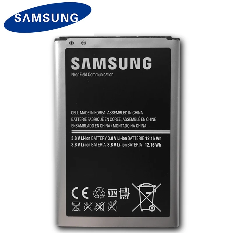 Оригинальная батарея Samsung Galaxy Примечание 3 N900 N9006 N9005 N9000 N900A N900T N900P 3200 мА/ч, B800BE с NFC мобильного телефона Батарея