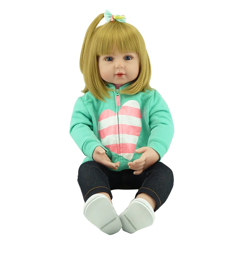 

55cm Soft Silicone Reborn Baby Doll Toys Princess Babies Dolls With Gold Hair Kids Birthday Christmas Gift Girls Brinquedos
