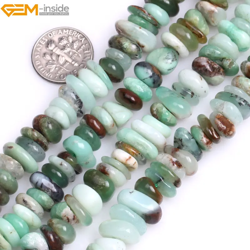 Gem-inside 4-9X11-12 15inch Natural Australian Jades Freeform Heishi Rondelle Stone Beads For Jewelry Making Necklaces DIY | Украшения и