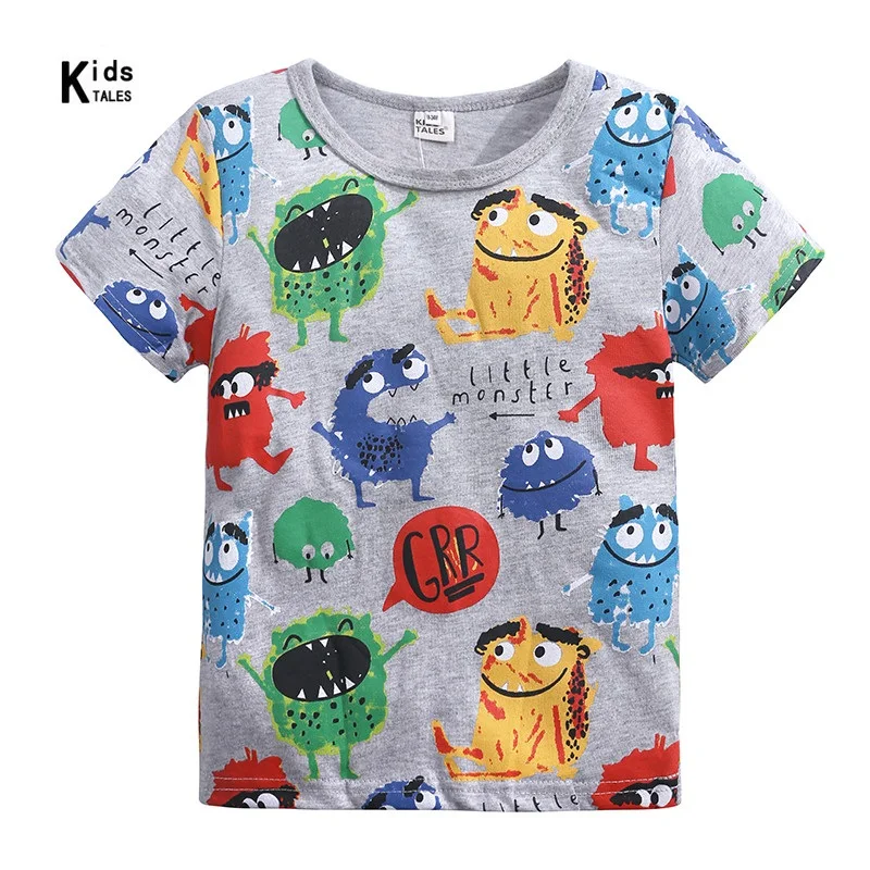 

New T-Shirt Short Sleeve Top Casual Summer Baby Clothing Age 1-6Y Fashion little monsters Cartoon Boy Kids Clothes Tee