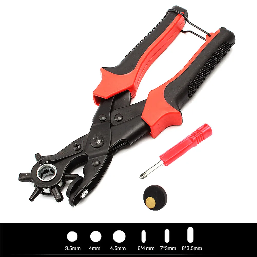 

New Heavy Duty Strap Leather Hole Punch Hand Plier Belt Punch Revolving DIY Tools TB Sale