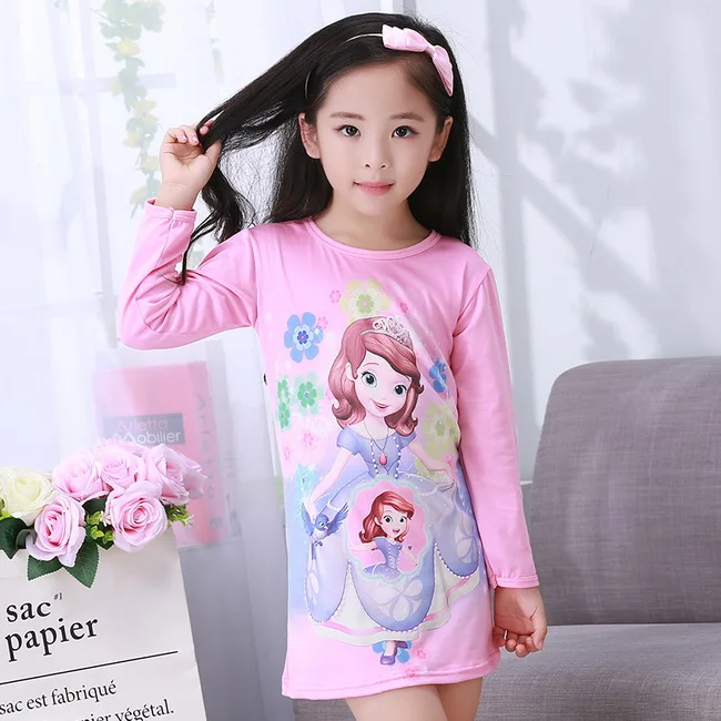 Весенне-осенняя ночная рубашка для больших девочек, Пижамы Детская ночная рубашка с длинными рукавами, милое детское спальное платье с рисунком для девочек, HX1173 - Цвет: STYLE  20
