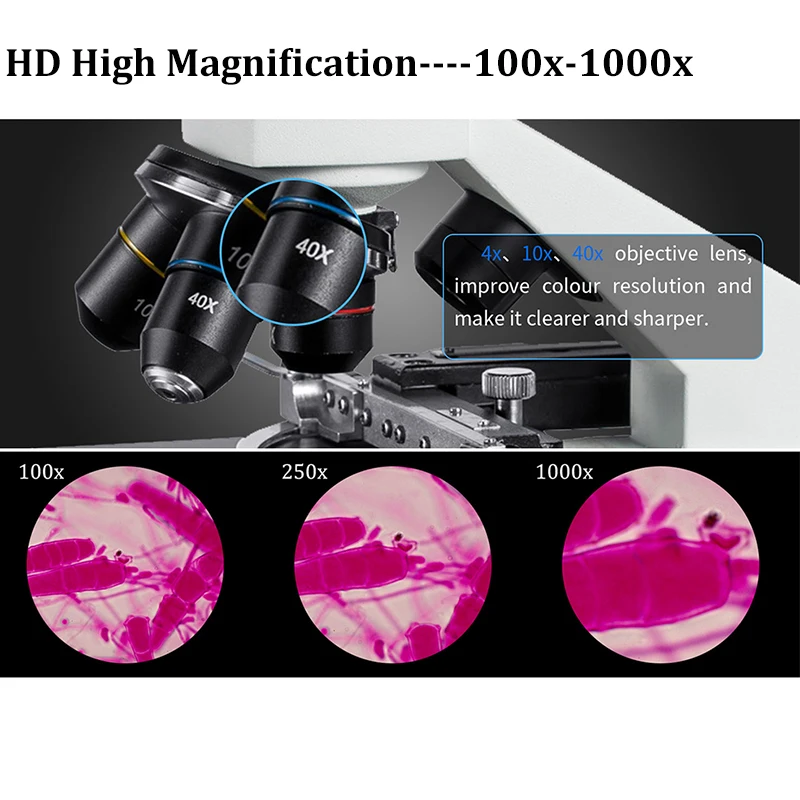 LED Microscope 1000x Trinocular Optics for Kids Student Adult with Phone Adapter Microscopio Sample Family School Education Tool LED Microscope 1000x Trinocular Optics for Kids Student Adult with Phone Adapter Microscopio Sample Family School Education Tool