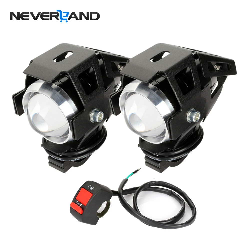 

2PCS 10W 1098LMW Led Chips U5 Waterproof Motorcycle Headlight Motorbike LED Driving Spot Head Light Lamp + switch D15