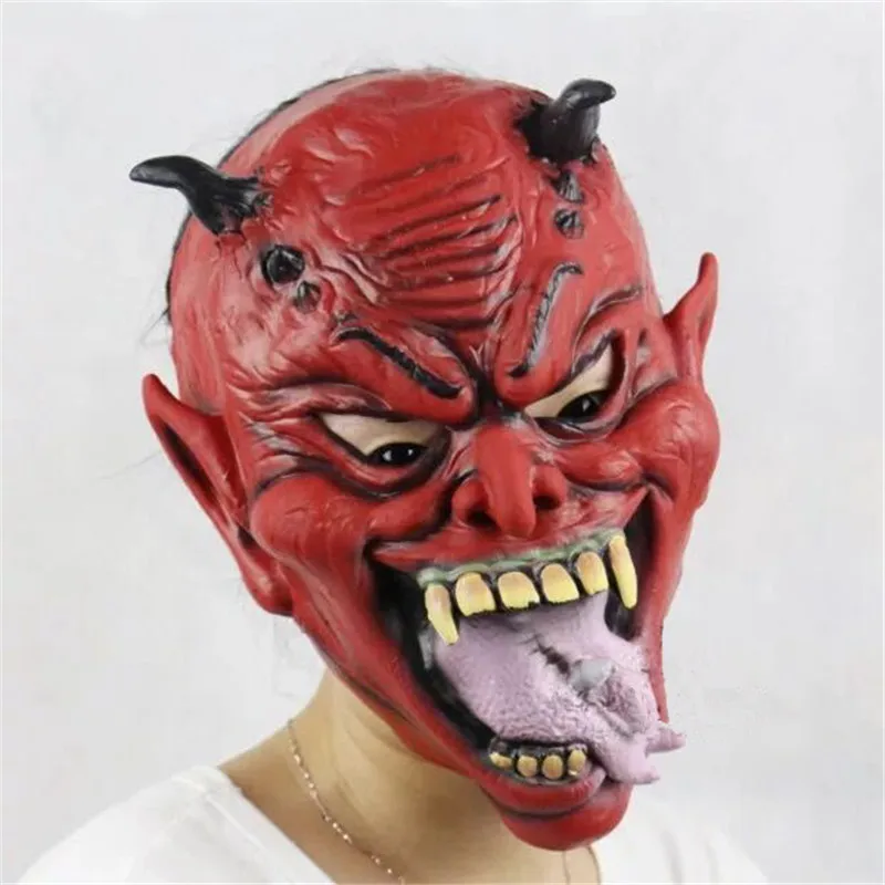

Red Monster Scary Mask for Halloween Party Long Horrible Tongue Mask MJT009