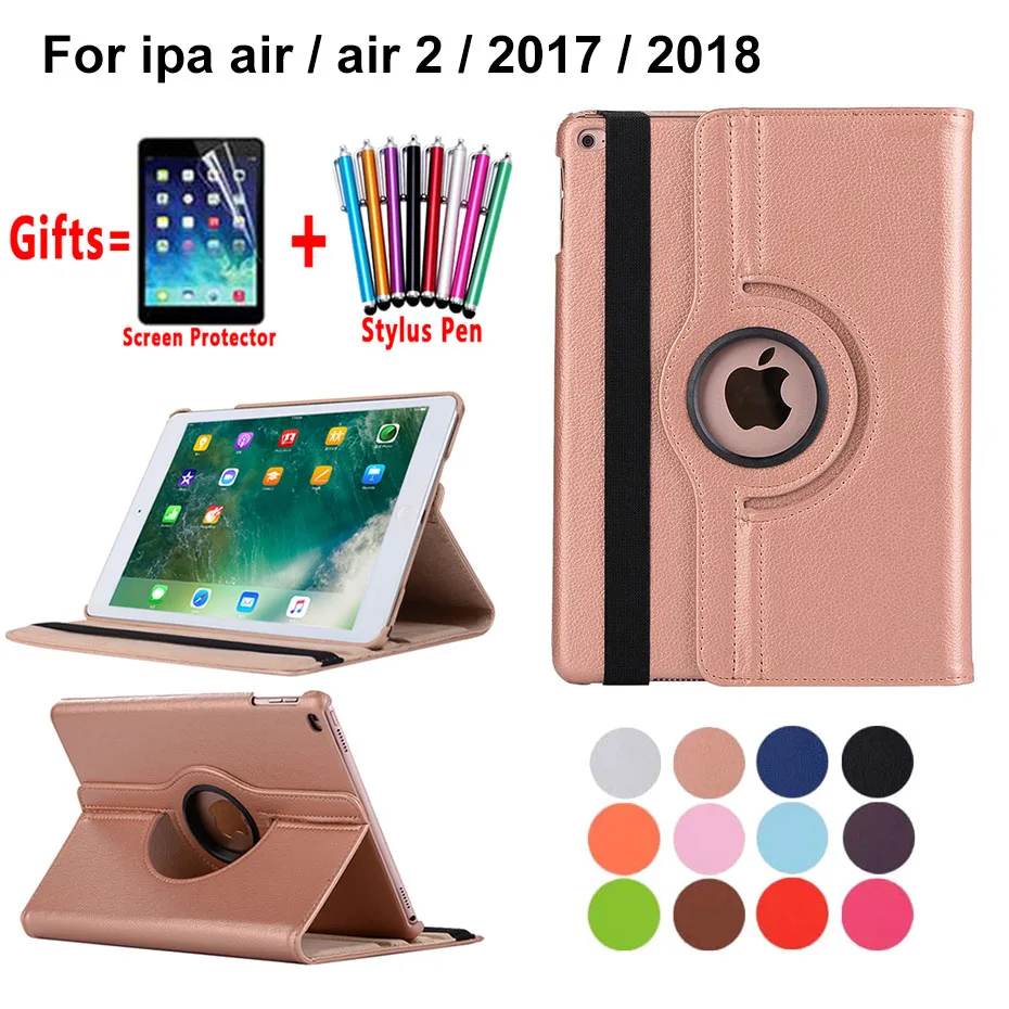 

Case for Apple iPad Air 1 Air 2 5 6 New iPad 9.7 2017 2018 A1822 A1823 A1893 A1954 Funda 360 Degree Rotating Leather Smart Cover
