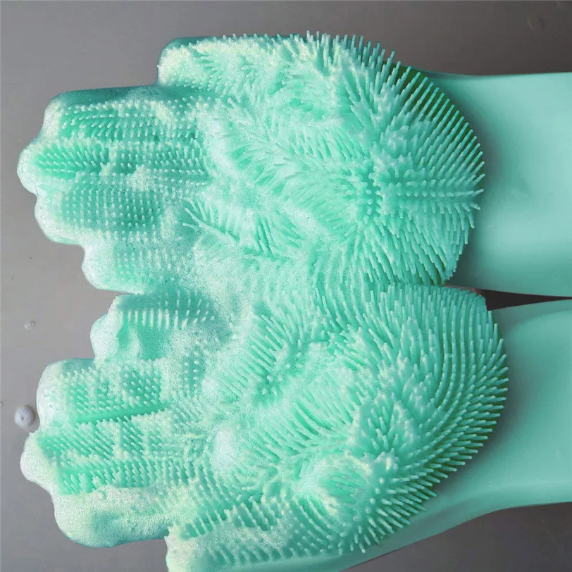 

Magic Dishwashing Gloves Magic Reusable Silicone Gloves Cleaning Brush Gloves For Dish Wash guantes para lavar platos 8S26