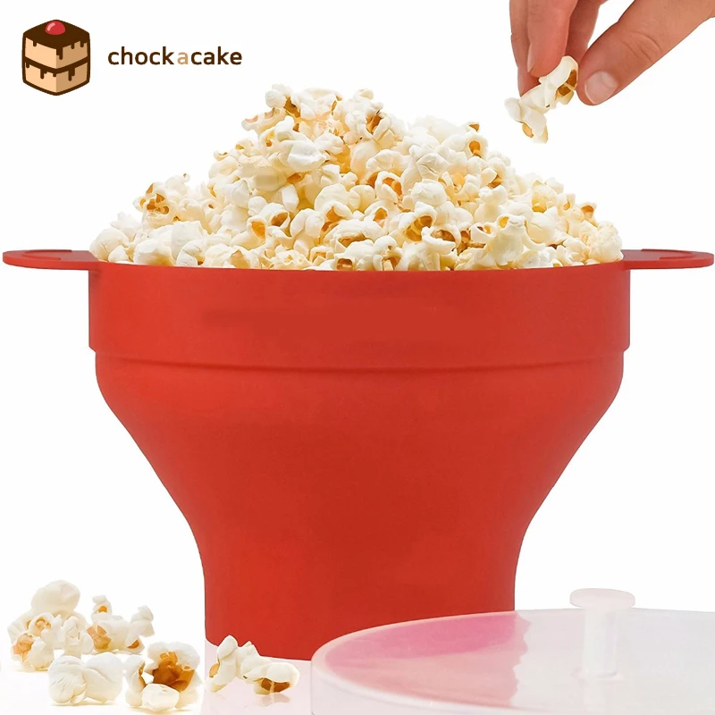 DlY Collapsible Silicone Microwave Hot Air Popcorn Popper Bowl folding