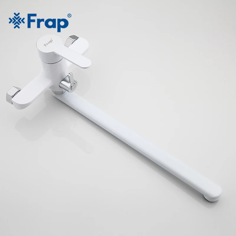 Günstige Frap 1 Set 35cm Weiß Outlet Rohr Bad Dusche Wasserhahn Messing Körper Oberfläche Spray Malerei Dusche Kopf Bad Wasserhahn f2241