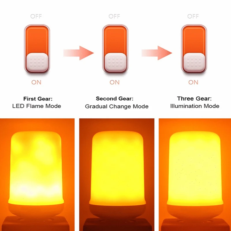 Светодиодный мерцающий свет пламени E27 9 Вт 15 Вт креативные огни Светодиодный фонарь 110 В 220 в датчик тяжести декоративный 3 режима светодиодный огонь