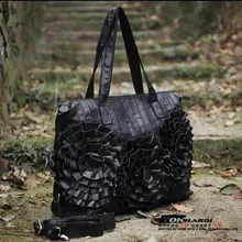 Bolso de las mujeres de gran tamaño patchwork de cuero genuino bolso de piel de oveja hembra flor ocasional hombro bolsa cruzada cuerpo bolsa de viaje grande