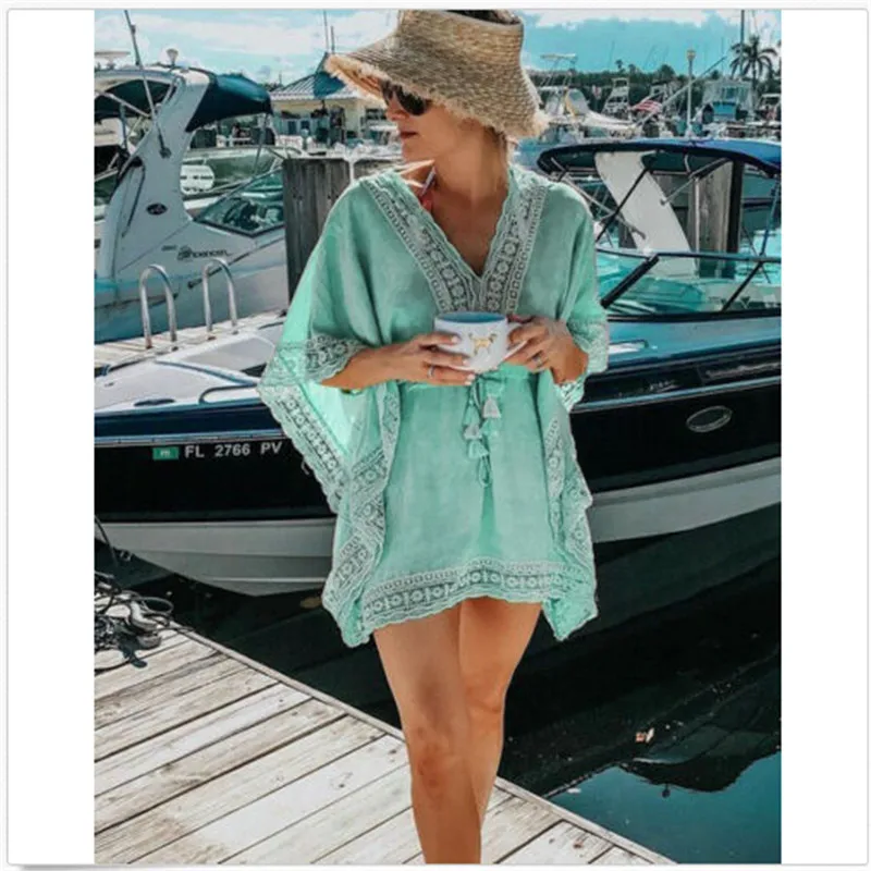 Summer Cover Up Beach Woman Fashion Women Bathing Suit Lace Tassel Bikini Swimwear Cover Up Casual Dresses Bikini Cover Up bathing suit dress cover ups Cover-Ups