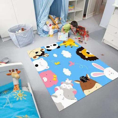 

Kids Rugs Environmental Friendly Animals Cartoon Theme Kids Carpet for Home Living Room and Bedroom Floor Mats for Children