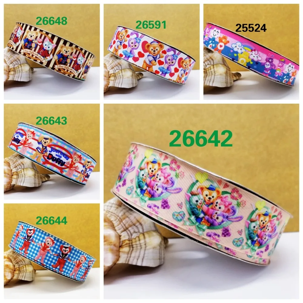 

Free shipping 50 yard cartoon Printed grosgrain ribbon 26648