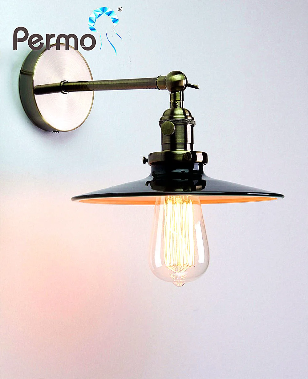 

PERMO 7.9'' Vintage Plated Industrial Wall Lamp Retro Loft Modern Wall Sconce Light Lamparas De Pared Stair Iron Home Bar Decor
