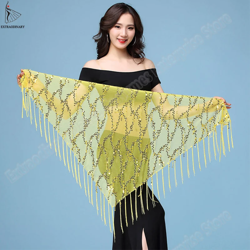 

New Women Belly Dance Belt Clothing Irregular Stretchy Long Tassel Sequin Latin Dance Bellydancing Hip Scarf Waist 5 Colors