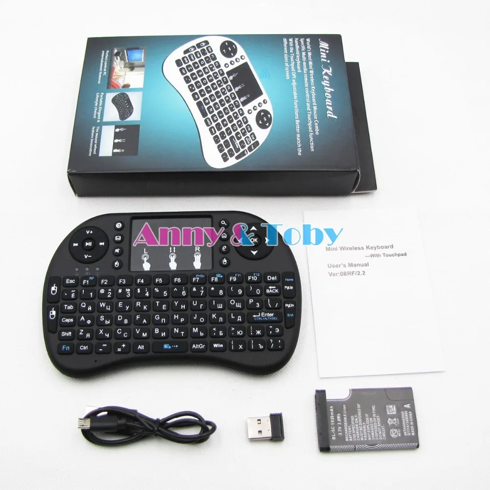 Английский/русский/испанский/португальский/французский язык 2,4 г Raspberry PI 3 Беспроводная клавиатура Air mouse Touchpad для tv BOX Tablet PC