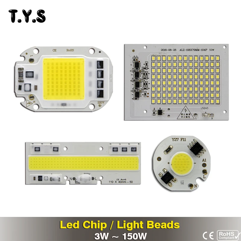 

High Power Smart IC SMD COB LED Chip Bulb 220v Light Beads 150w 100w 50w 30w 20w 12w 10w 5w 3w For DIY LED Floodlight Spotlight